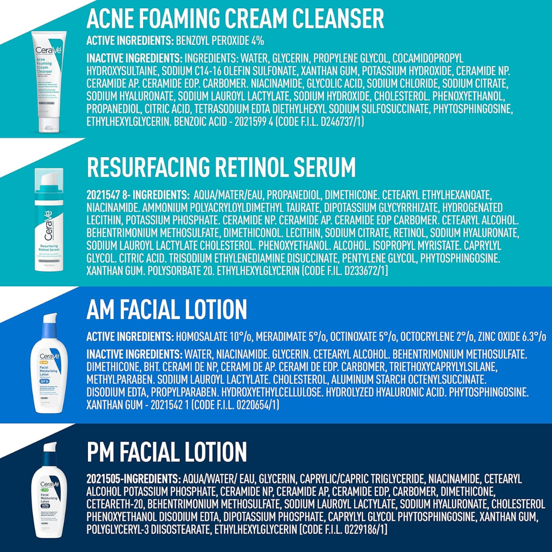 CeraVe Skin Care Set for Acne and Breakouts Treatment