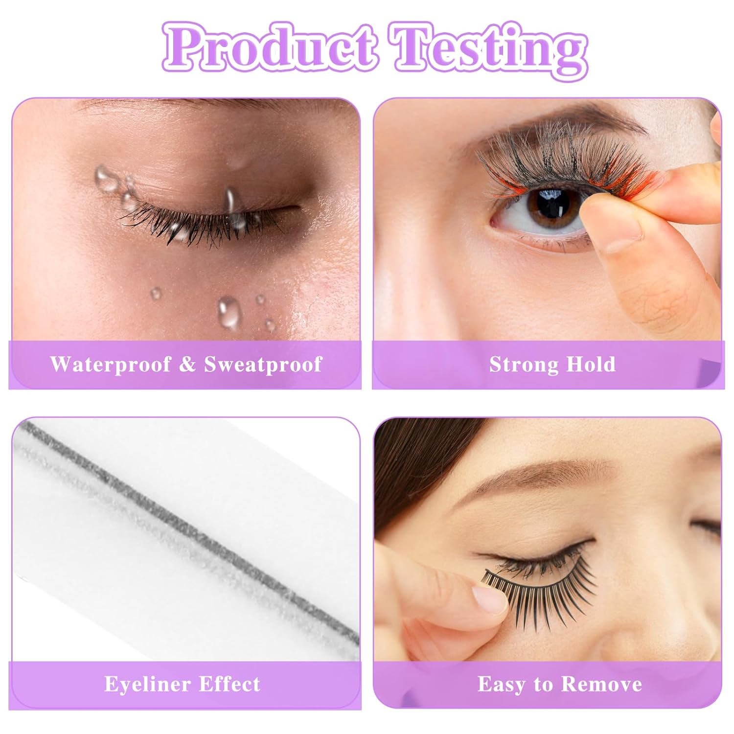 40pcs Self Adhesive Lash Strips For Fake Eyelashes, No Glue Needed, Waterproof, Reusable & Lasting Stickiness
