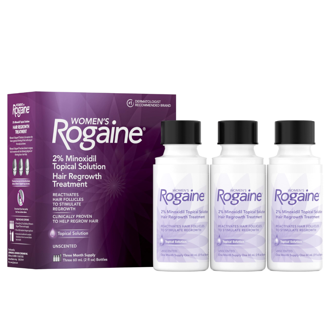 Rogaine Women's 2% Minoxidil Topical Solution for Womens Hair Thinning and Loss & Hair Regrowth 3-Month Supply