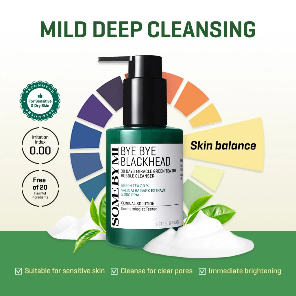 SOME BY MI Bye Bye Blackhead Green Tea Tox Bubble Mask Facial Cleanser