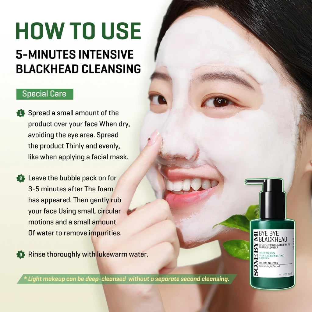 SOME BY MI Bye Bye Blackhead Green Tea Tox Bubble Mask Facial Cleanser