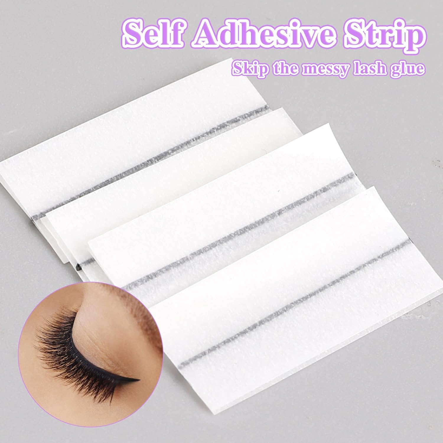 40pcs Self Adhesive Lash Strips For Fake Eyelashes, No Glue Needed, Waterproof, Reusable & Lasting Stickiness