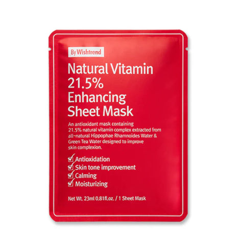 BY WISHTREND Natural Vitamin 21.5 % Enhancing Sheet Mask 23ml