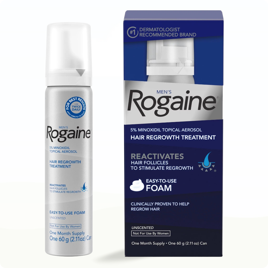 Rogaine Men's 5% Minoxidil Topical Aerosol (60g) - 1 Month Supply - Modarak UAE