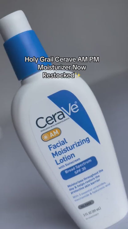 CeraVe Facial Moisturizing Lotion 3 Fl Oz (Pack of 2) AM/PM Bundle