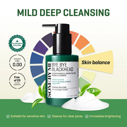 SOME BY MI Bye Bye Blackhead Green Tea Tox Bubble Mask Facial Cleanser